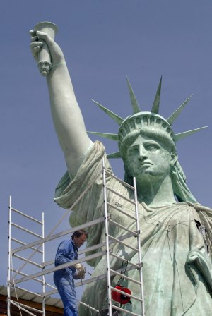 Emballage de la statue de la Liberté de Colmar